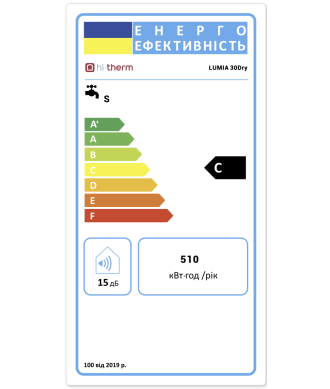 На фото Водонагрівач накопичувальний електричний Hi-therm LUMIA 30 DRY
